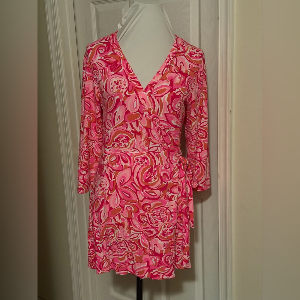 Lilly Pulitzer Pink Floral Long Sleeve Romper Skort Sz Large